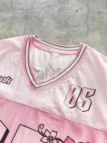 AXEPEAK Men's Knitted Casual Loose Fit Short Sleeve T-Shirt, Fashionable & Everyday Wear, 2000s Style - Pink - View 3