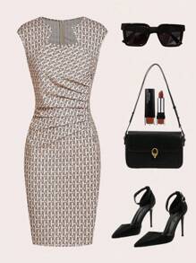 Ellevyn Đầm ôm body in họa tiết toàn thân thời trang mùa hè cho nữ - Nhiều màu - Xem 1