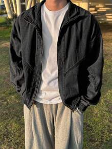 DAZY 男士纯蓝色牛仔夹克，秋季