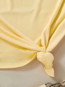 INAWLY Áo thun tay ngắn thêu hoa và ong cỡ lớn dành cho nữ, mùa hè - Màu vàng - Xem 5