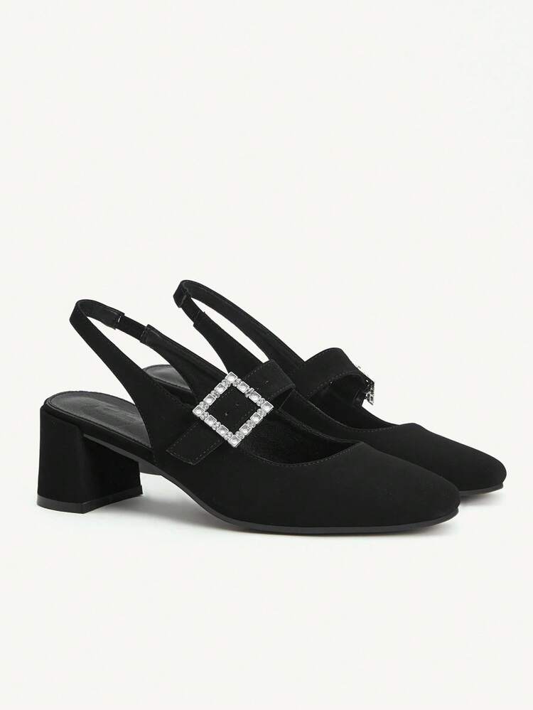 CUCCOO CHICEST Chaussures à talons hauts élégantes et rétro Lolita pour femmes, bout carré, talon épais, mat noir. Convient pour Halloween, l'école, les fêtes, le thé de l'après-midi, les déplacements