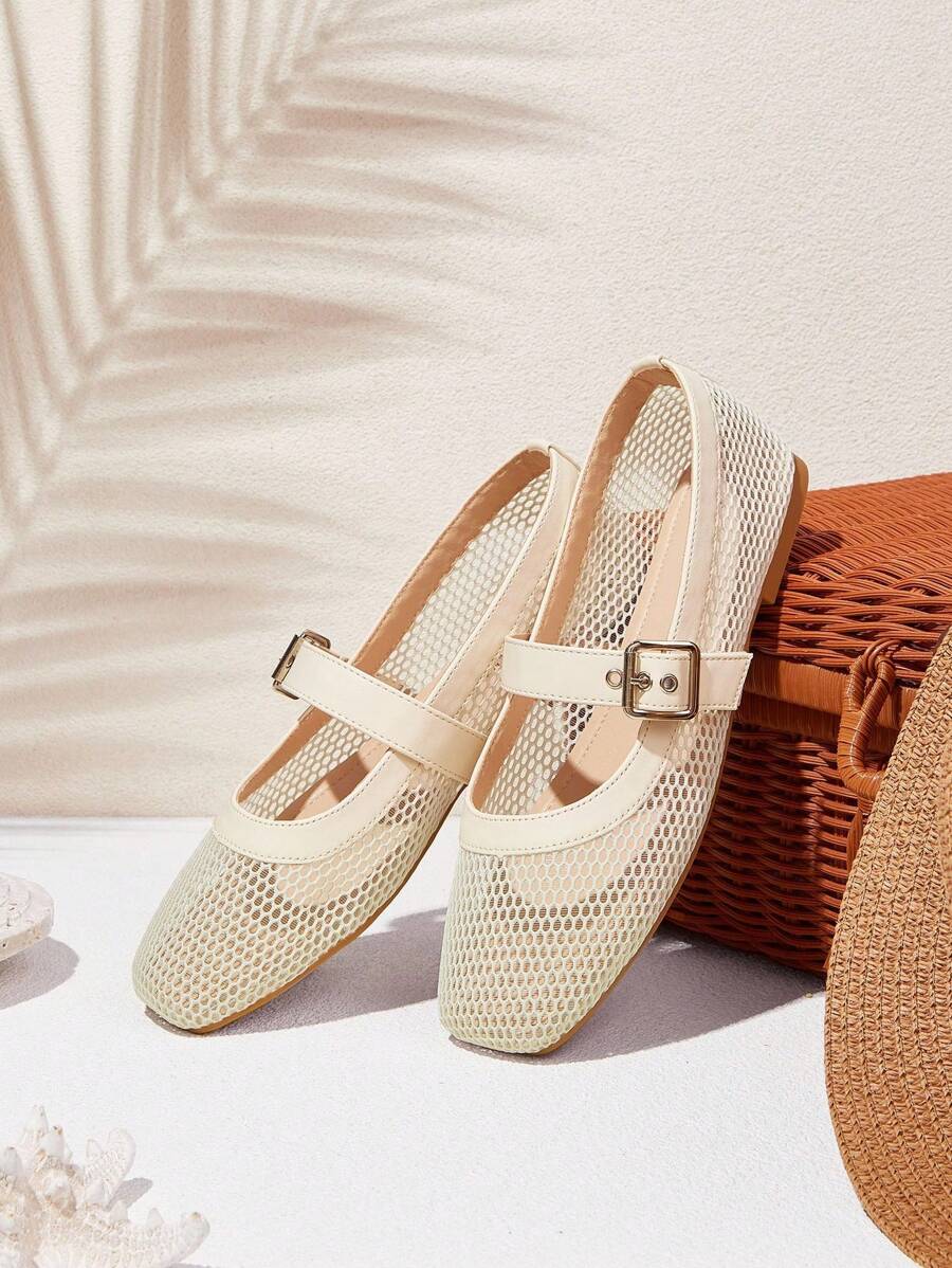 Styleloop Women's Flat Woven Shoes, Bohemian Style, Suitable For Vacation, Halloween, Christmas, And Parties - Beige - View 1