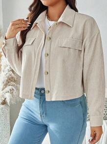 SHEIN LUNE Plus Size Fall Clothes Women Solid Color Minimalist Casual Long Sleeve Jacket Fall Jackets&Fall Women Clothes Winter Clothes Autumn