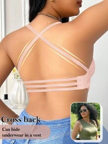 Spitzen-BH mit Bügel in Große Größen, sexy gepolsterter drahtloser BH mit abnehmbaren Trägern, Kreuz-Rücken Multi-Way Rückenfreier BH