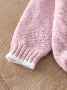 SHEIN Vintaside Kids 2pcs Baby Girls' Embroidered Sweater & Wide Leg Pants Set, Casual Everyday Matching Knit Outfit Suitable For Playground, Family Activities, Outdoor Photography Baby Girl Knitted Outfits Baby Girl Warm Sets Knit Two Piece Toddler Toddler Girl Knitted Sweater Set Baby Girl Sweater And Pants Set Cozy Baby Girl Knit Set Baby Set Autumn Winter Season Toddler Girl Knit Set Baby Girl Sweater Set Baby Girls Winter Clothes Baby Girls Fall Clothes Baby Girl Fall Outfits