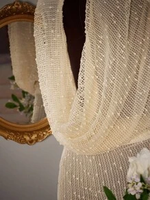 Amplova 大码女式纯色低胸垂坠领露背性感时尚连衣裙 - 杏色 - 查看 8