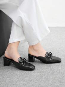 CUCCOO BIZCHIC 女士经典低跟露跟平底鞋，黑色 - 黑色 - 查看 4