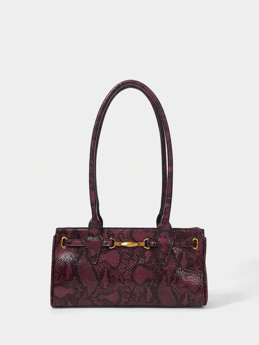 SHECARRY 女士单肩包 PU 皮革 秋冬 学校 旅行 通勤 工作 优雅 精致 绗缝包 链条包 - 紫色 - 查看 1