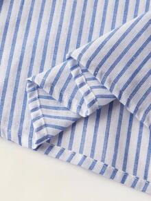 Maija Kids Maija Kids 年轻女孩条纹面料荷叶边领连衣裙 - 藍色 - 查看 6