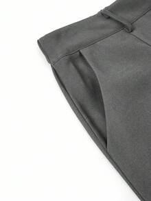 SHEIN Clasi Pantaloni casual a gamba ampia tinta unita di taglia curvy - Grigio Scuro - Visualizzare 3