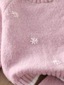 SHEIN Vintaside Kids 2pcs Baby Girls' Embroidered Sweater & Wide Leg Pants Set, Casual Everyday Matching Knit Outfit Suitable For Playground, Family Activities, Outdoor Photography Baby Girl Knitted Outfits Baby Girl Warm Sets Knit Two Piece Toddler Toddler Girl Knitted Sweater Set Baby Girl Sweater And Pants Set Cozy Baby Girl Knit Set Baby Set Autumn Winter Season Toddler Girl Knit Set Baby Girl Sweater Set Baby Girls Winter Clothes Baby Girls Fall Clothes Baby Girl Fall Outfits