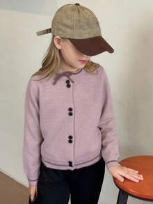DAZY Tween Girl Cardigan Fall/Winter - Purple - View 5