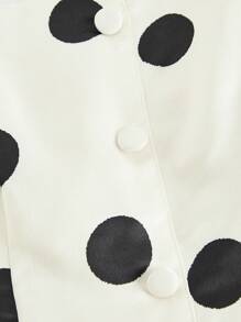 SHEIN MOD 女士优雅复古波尔卡圆点吊带中长连衣裙 - 杏色 - 查看 3