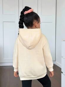 年轻女孩可爱百搭休闲万圣节卡通图案长袖运动衫 - 卡其色 - 查看 2