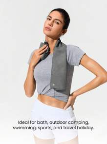 GLOWMODE 2 Packs Quick-Dry Cool Down Deodorizing Gym Workout Small Towel With Lanyard - Dark Grey - View 2