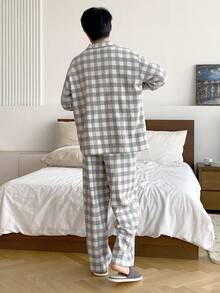 DAZY Set de pijamale bărbătesc din material în carouri multicolor, toamnă, haine de toamnă - Multicolor - Vizualizare 2