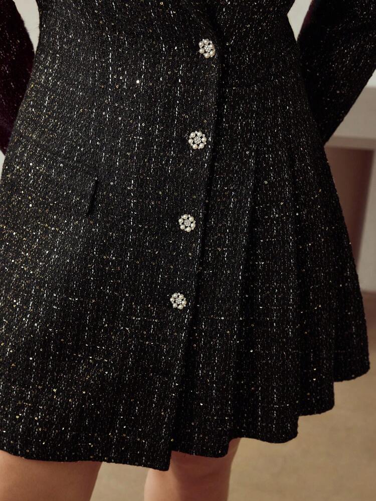 VESTIDO DE BOTONES DE TWEED TALLA GRANDE