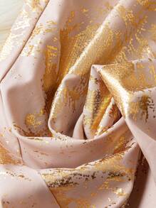 SHEIN LUNE 大码女式优雅金箔松紧腰抽绳裤 - 杏色 - 查看 4