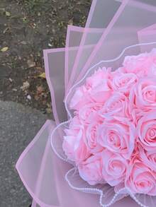 10/20/40 buc hârtie de împachetat floral semitransparentă, culoare roz mată, bordură solidă, impermeabilă, hârtie de împachetat cadou cu flori, DIY, pentru Ziua Îndrăgostiților, nuntă, ziua de naștere, absolvire, petrecere de mireasă, aniversare, decor, primăvară-vară, ambalaj cadou, buchet de trandafiri, cadou