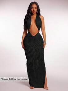 Radiana Đầm nữ gợi cảm cổ V hở lưng xếp bèo, đầm ôm bodycon mùa hè, đầm dài đen đi club đi chơi đêm, đầm cổ sâu, đầm maxi cổ yếm, đầm maxi xếp ly, phong cách công sở, retro, tiệc tùng, resort, dạo phố, old money, siren quyến rũ, dạ hội, prom, Valentine, du thuyền, đi làm, nhiều lớp, hẹn hò, tụ tập, tối giản, sinh nhật, sự kiện trang trọng, nghỉ ngơi, kín đáo, thanh lịch, thường ngày, mua sắm, street wear - màu đen - Xem 1