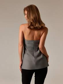 AiiRZ Top bandeau sin tirantes clásico, diseño estructurado y sastre para ocasiones formales, minimalista con líneas limpias y sofisticadas