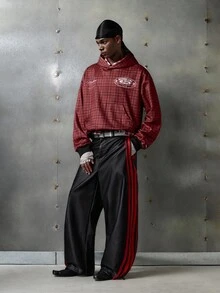 NEON BLANC 男士宽松休闲裤，带口袋和侧条纹，秋冬 - 黑色 - 查看 1