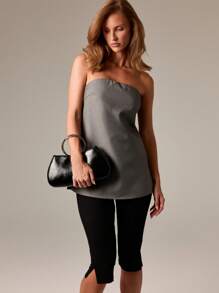 AiiRZ Top bandeau sin tirantes clásico, diseño estructurado y sastre para ocasiones formales, minimalista con líneas limpias y sofisticadas