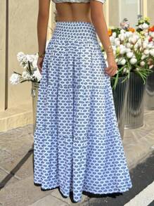 SHEIN EZwear 女士全身印花长裙，休闲度假风格 - 彩色 - 查看 2