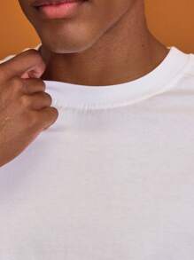 Musero Men Oversized Crewneck Long Sleeve Basic Plain T-Shirt Capsule Wardrobe Layering  Spring&Summer - Apricot - View 6