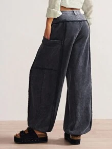 Bohemela Quần dài dệt kim màu trơn thường ngày cho nữ - màu đen - Xem 7