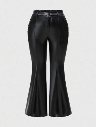 Goth Pantaloni a collo solido con stampa a leg e motivo gotico per donne taglie forti