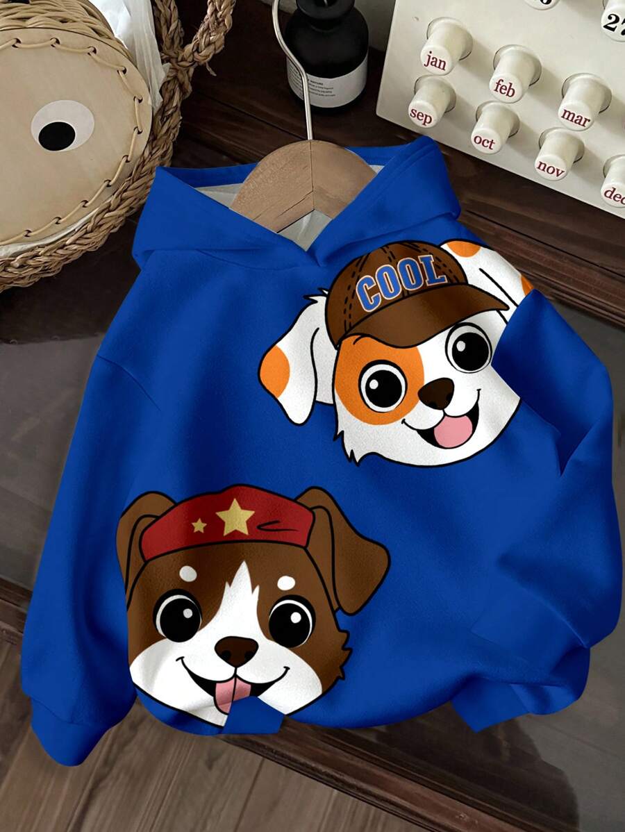 Welpen Aufbewahrung, Welpen, Blau, Cool, Kinderkollektion, Alltagsgrundlage, Glückliche Kinder, Pastellfarben für Kinder, Bikercore, Familienausflug, Glückliche Tage, Ich liebe Mama, Ich liebe Papa, Schönes Zuhause, Coole Kinder, Jungen Lässig Loose Bequeme Tägliche Weiche Strick Langarm Kapuzenpullover, Geeignet für Herbst/Winter