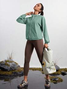 In My Nature 女士休闲户外印花连帽夹克 - 青檸色 - 查看 8