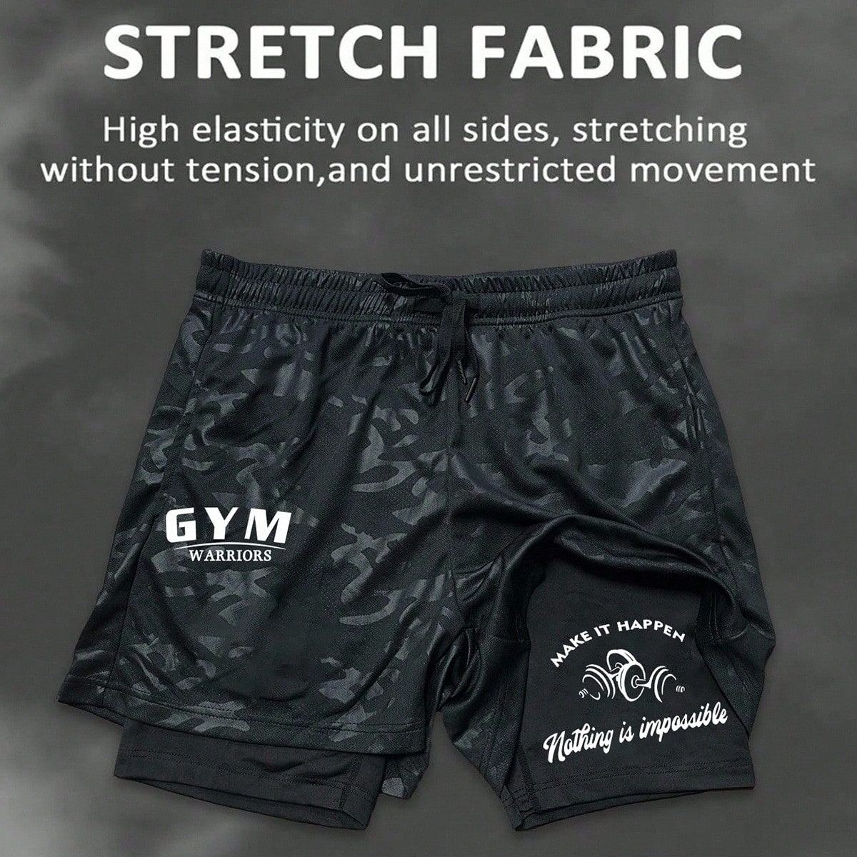 Pantalones cortos deportivos para hombres con alta elasticidad para movimiento sin restricciones, pantalones cortos de secado rápido, pantalones cort