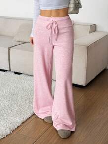 SHEIN EZwear Casual Fashion Versatile Minimalist Loose Drawstring Wide Leg Sweatpants For Women,Fall Women Clothes