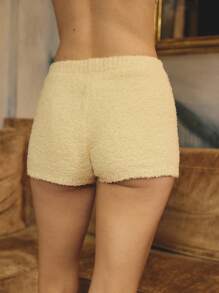 Aralina Sleepwear Fall Winter Knit Boucle Soft Loungewear Butter Yellow Short - Yellow - View 2