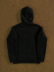 Manfinity Roghcode Sudadera con capucha con forro térmico para hombre, para otoño e invierno, parte superior de manga larga - Negro - Ver 2