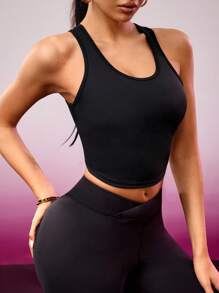 SHEIN Sports Women's Casual Sports Yoga Running Exercise T-Shirt - Black - View 3