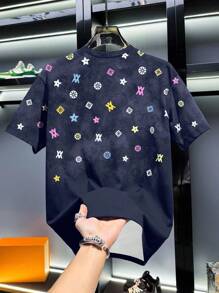 Manfinity Dauomo 男士宽松彩色全印花短袖休闲 T 恤，夏季