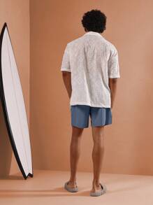 SUMWON 常规版型百慕大泳裤，夏季沙滩泳池适用，弹性腰带抽绳设计，舒适休闲，适合度假泳装、休闲服等多种场合。纯色款。 - 水鴨藍 - 查看 5