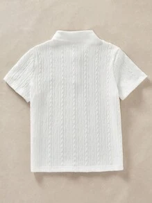 Mirajuku Boys' Casual Textured Polo Shirt, Collared T-Shirt, Fashion Summer New Arrival Boys Knit Polo Shirt Boys Short Sleeve Polo Shirt Boys Collared Knit Shirt Toddler Polo Shirt - White - View 2