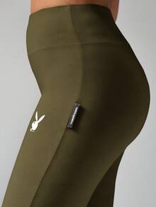 Missguided x Playboy Bunny Logo High Waisted Leggings Sculpting Compression Fit Smooth Seamless Casual Fall Winter Perfect For Layering