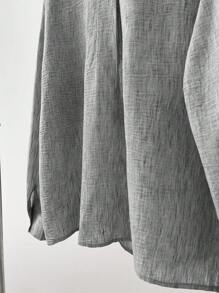SHEIN 宽松舒适法式深V领超大休闲套头衫 - 灰色 - 查看 5