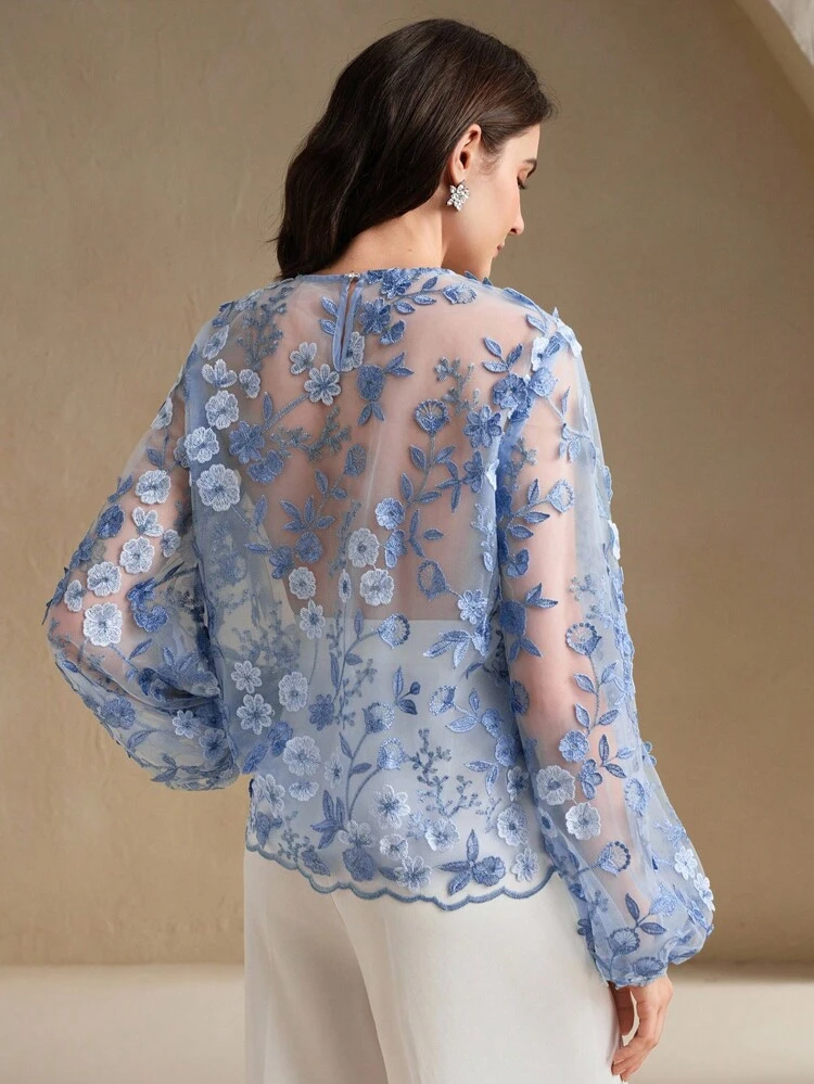 Cubre con manga larga y estampado floral 3D en estilo de vacaciones para mujeres