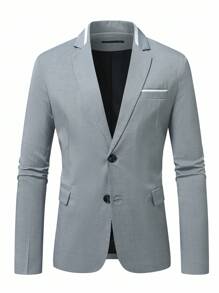 Manfinity Bizformal Men's Lapel NeckLong Sleeve Jacket And Pants Casual Suit Set