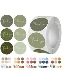500 张/卷波西米亚自粘式感谢标签贴纸，圆形密封标签，适用于商务、婚礼、生日、送礼会用品和信封礼品包装