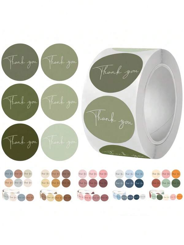 500 Pcs/Roll Bohemian Self-Adhesive Thank You Label Stickers, Circular Sealed Labels, Suitable For Business, Wedding, Birthday, Shower Party Supplies And Envelope Gift Packaging