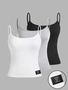 SHEIN EZwear 3pcs Women Casual Camisole Crop Top, Versatile Summer Back To School - Multicolor - View 11