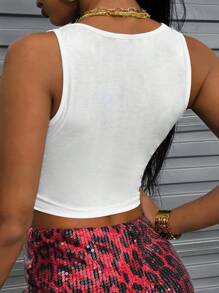 Rovax Camiseta de tirantes casual con eslogan de moda CLARO SU OPINIÓN IMPORTA PERO NO PARA MÍ - Blanco - Ver 2