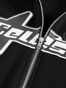 Manfinity Roghcode Sudadera con capucha con forro térmico para hombre, para otoño e invierno, parte superior de manga larga - Negro - Ver 4